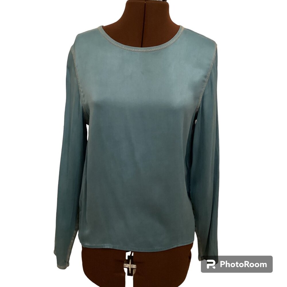 Sack's Dusty Aqua Sueded Silk Long Sleeve T
